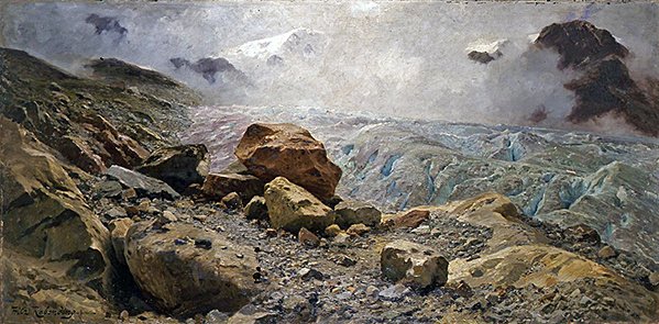 Glacier (olja på duk) av Fritz Wilhelm Rabending