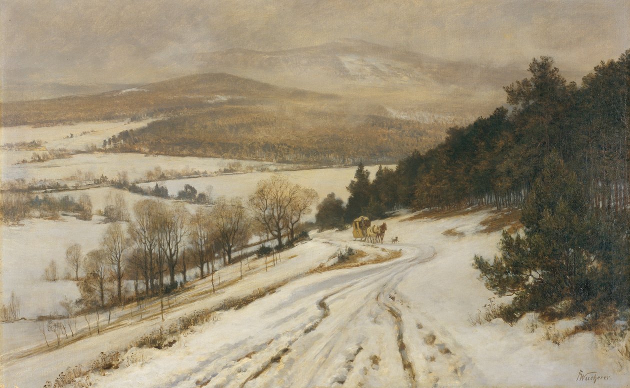 Taunusbergen på vintern, före 1900 (olja på duk) av Fritz Wucherer