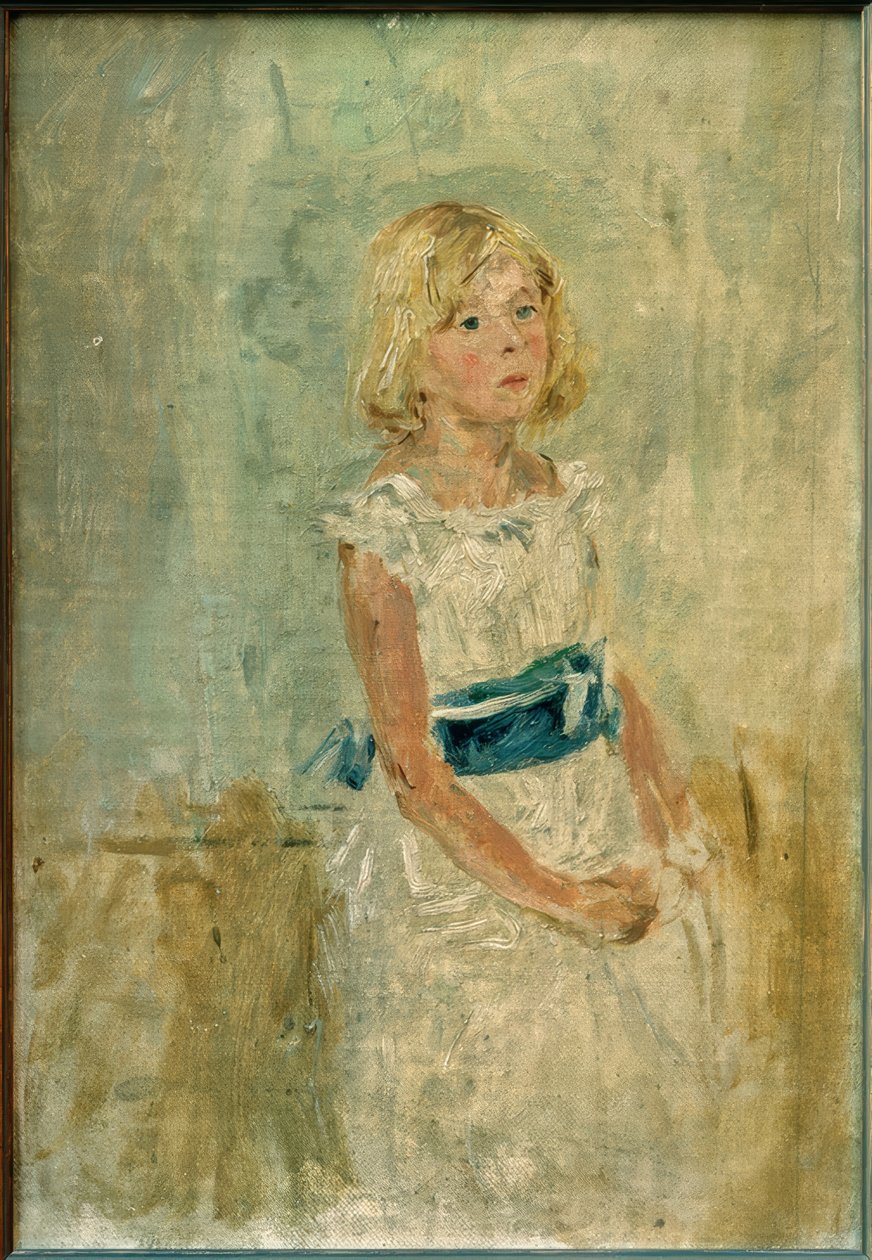 Blond tjej med blått skärp av Fritz von Uhde