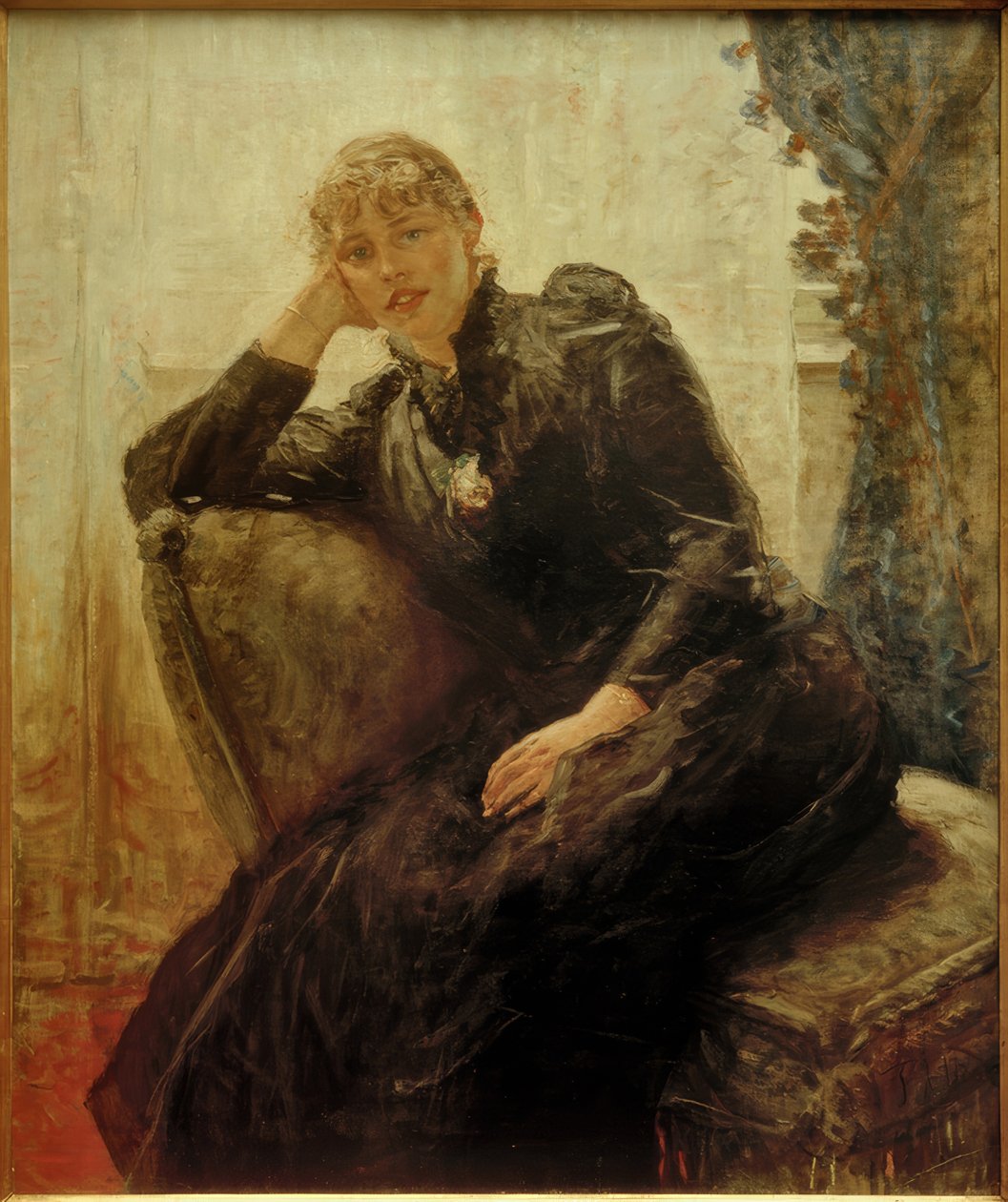 F. von Uhde, porträtt av en kvinna (porträtt Therese Karl) av Fritz von Uhde