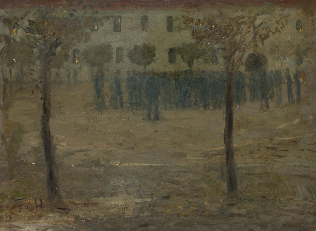 På kasernens innergård av Fritz von Uhde