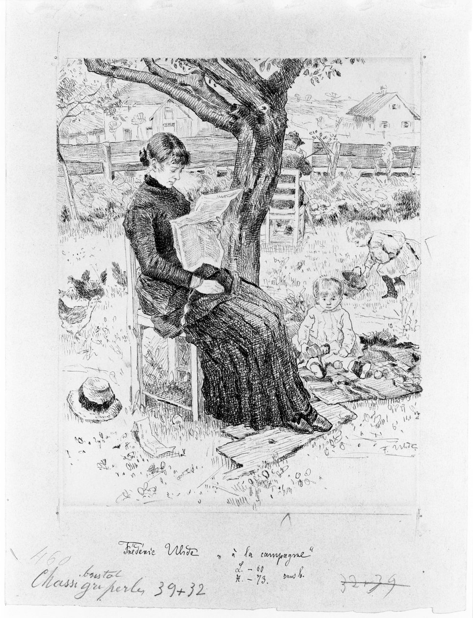 Sommarvistelse (teckning till målningen i Münchens stadsgalleri) av Fritz von Uhde