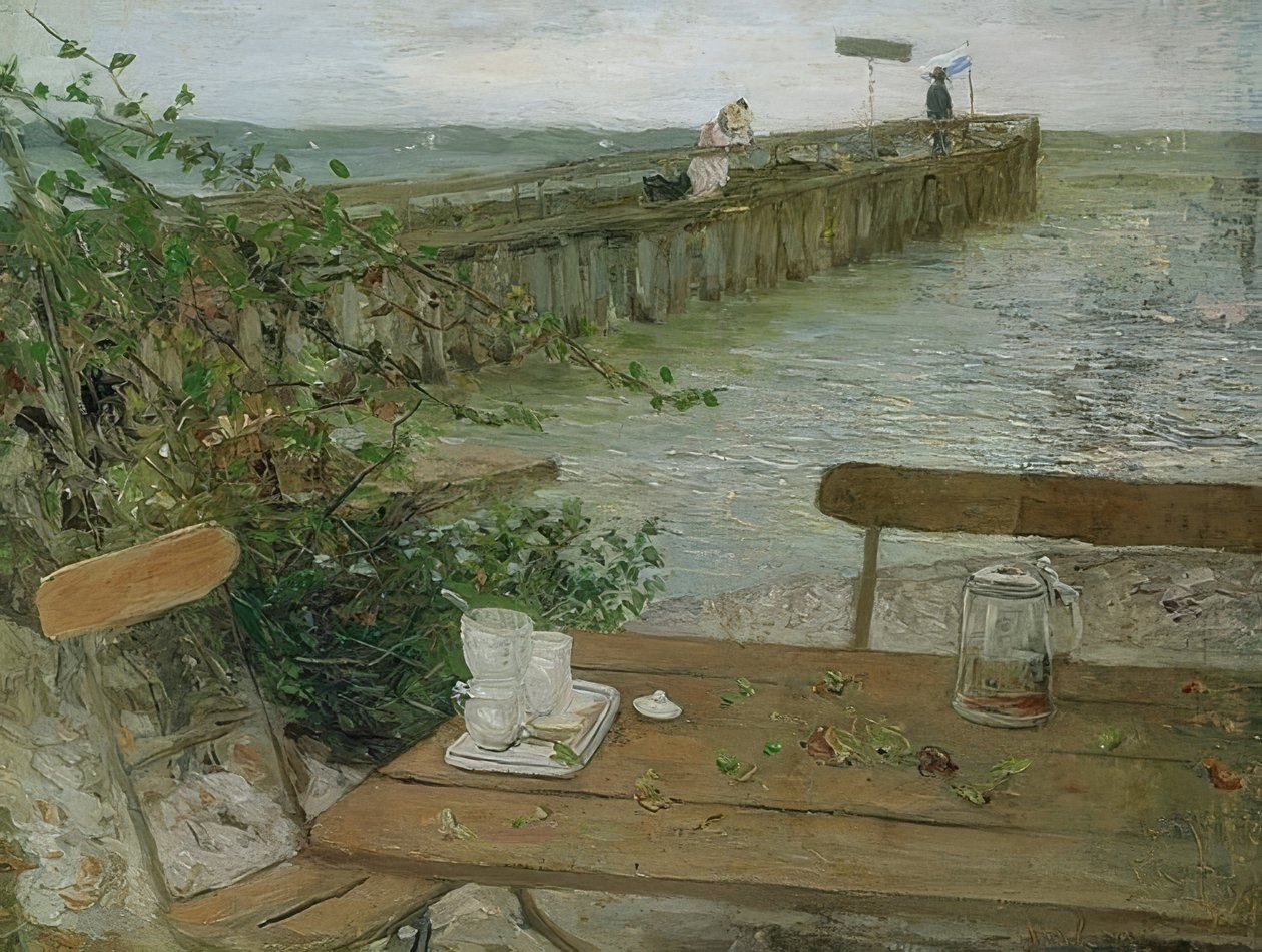 Landstigningsbrygga vid Starnbergssjön. Omkring 1896 av Fritz von Uhde