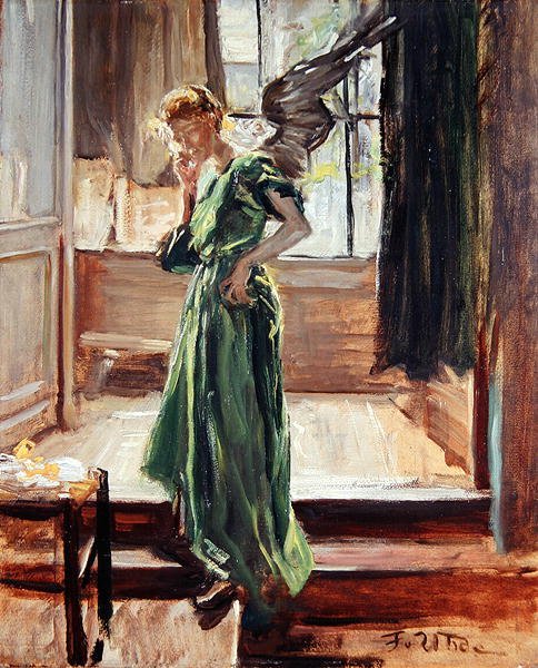 Modellvila (olja på papper) av Fritz von Uhde