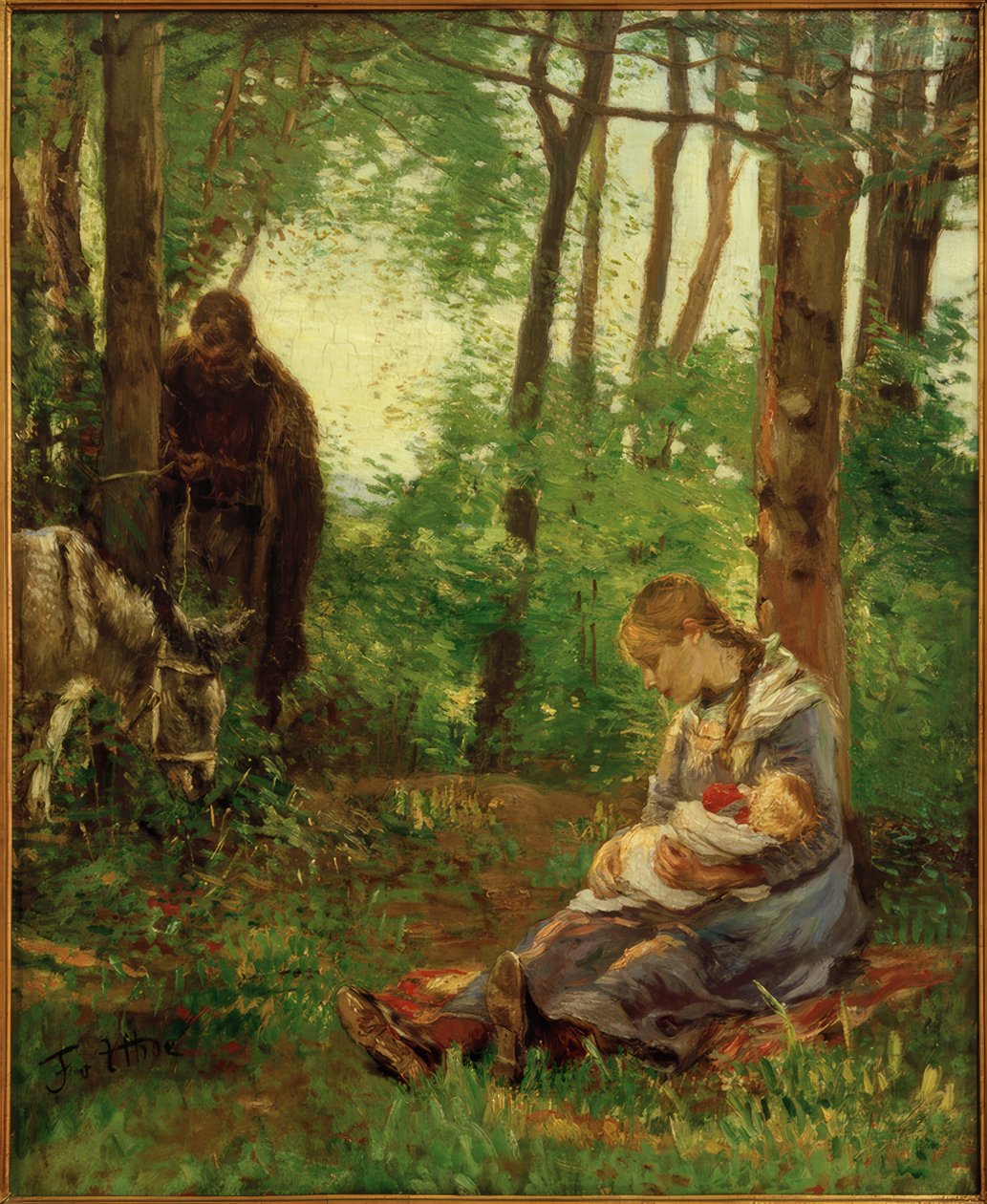 Vila i skogen (vila på flykten) av Fritz von Uhde