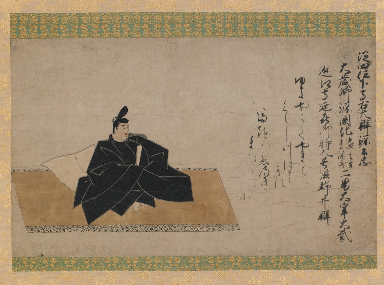 Minamoto no Kintada, Kamakura-perioden (bläck och färg på papper) av Fujiwara no Nobuzane