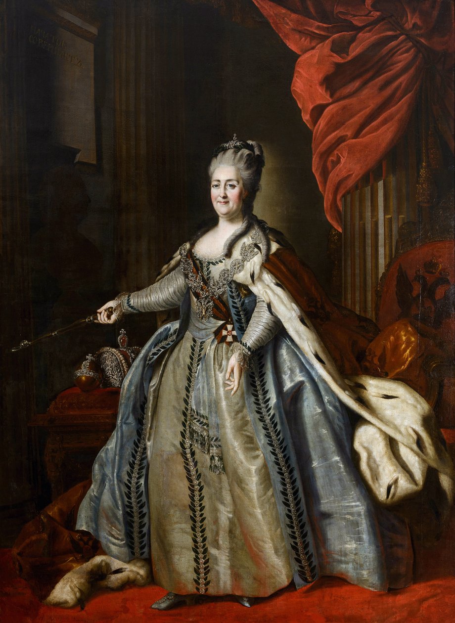 Porträtt av kejsarinnan Katarina II (1729-1796) av Rokotov, Fjodor Stepanovich (1735-1808). Olja på duk, andra hälften av 1700-talet, State A. Radishchev Art Museum, Saratov av Fyodor Stepanovich Rotokov