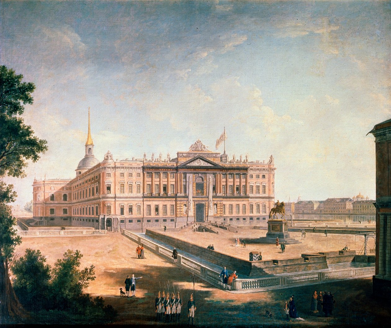 Utsikt över Michael Palace och Connetable Square, St Petersburg, c1800 av Fyodor Yakovlevich Alexeev
