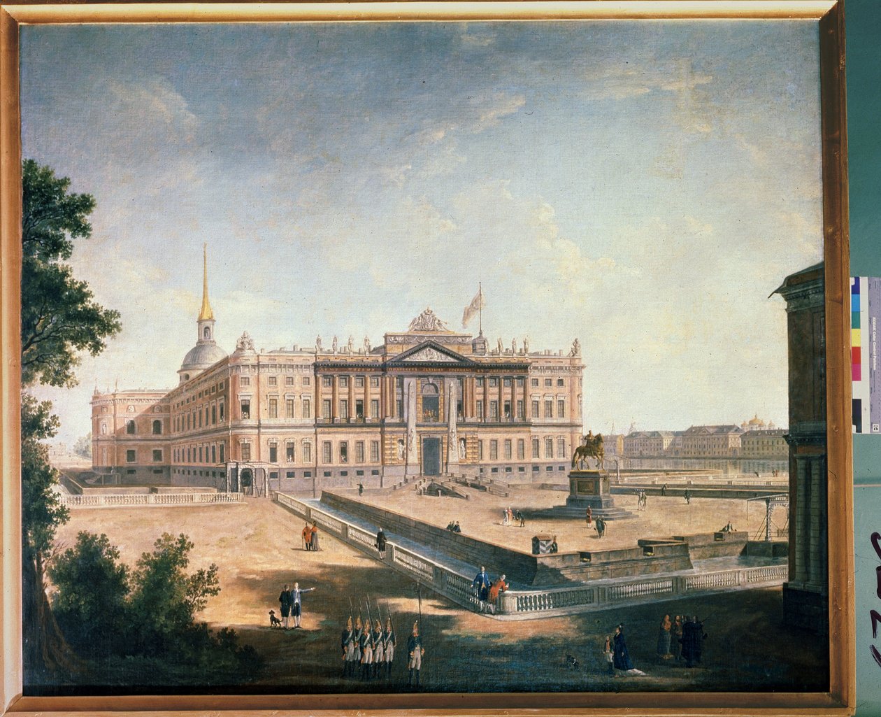 Utsikt över Michael Palace och torget i St Petersburg. Målning av Fjodor Yakovlevich Alexeev (1753-1824). Olja på duk av Fyodor Yakovlevich Alexeev