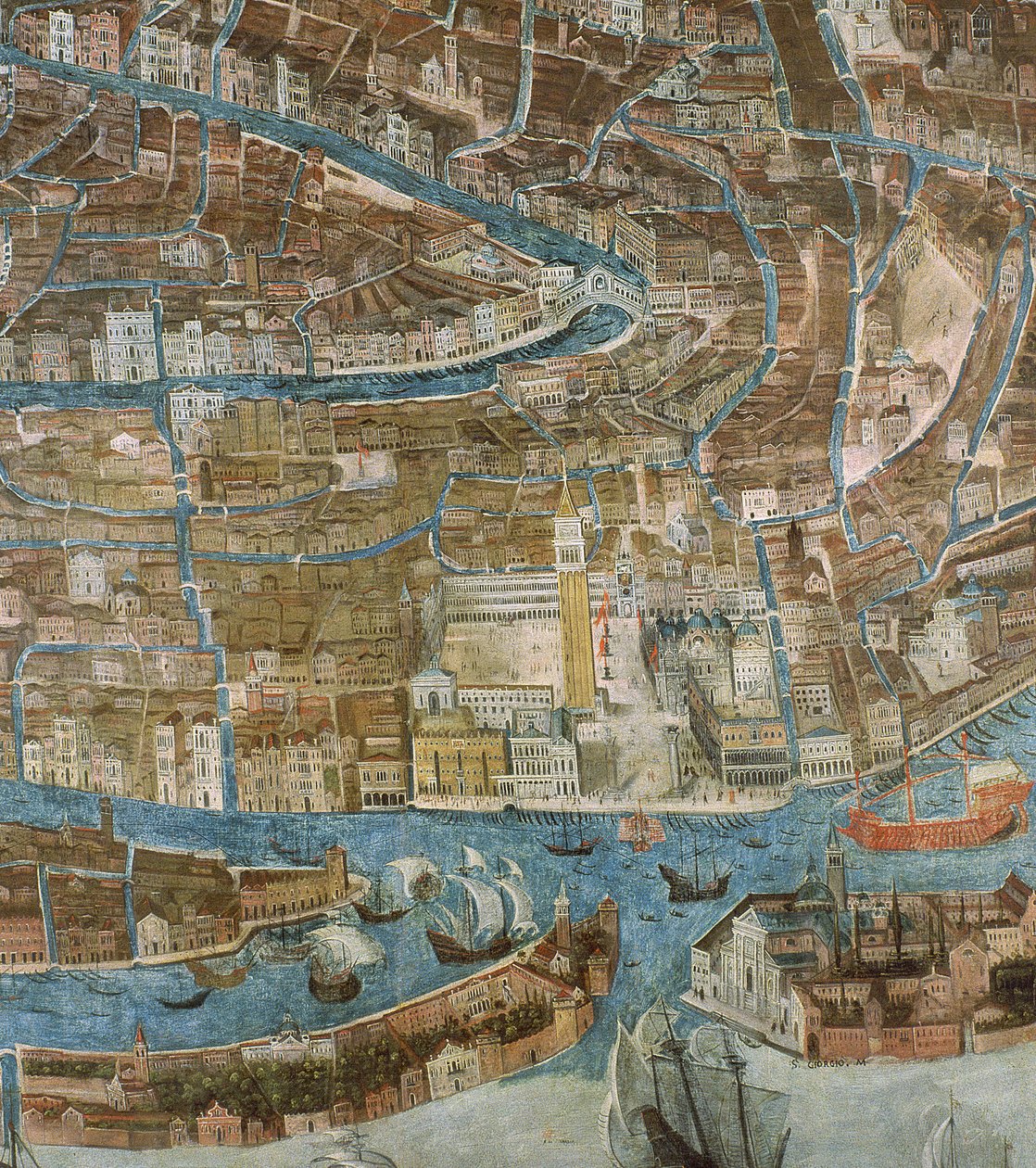 Karta över Venedig, första hälften av 1600-talet (panel) (detalj av 64062) av G. Barzenti