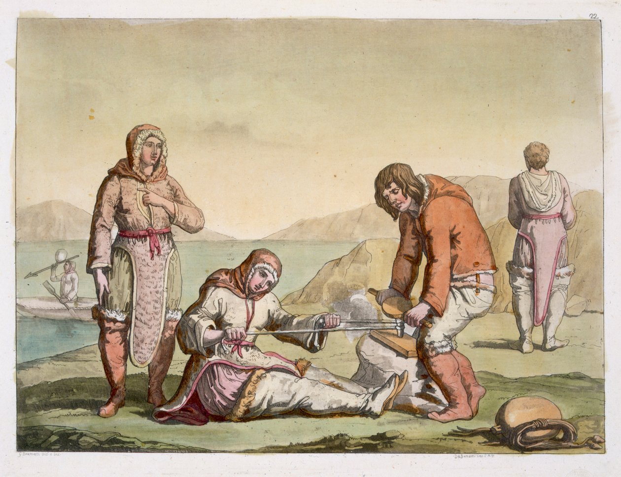Eskimåer, 1817 (färgstick) av G. Bramati