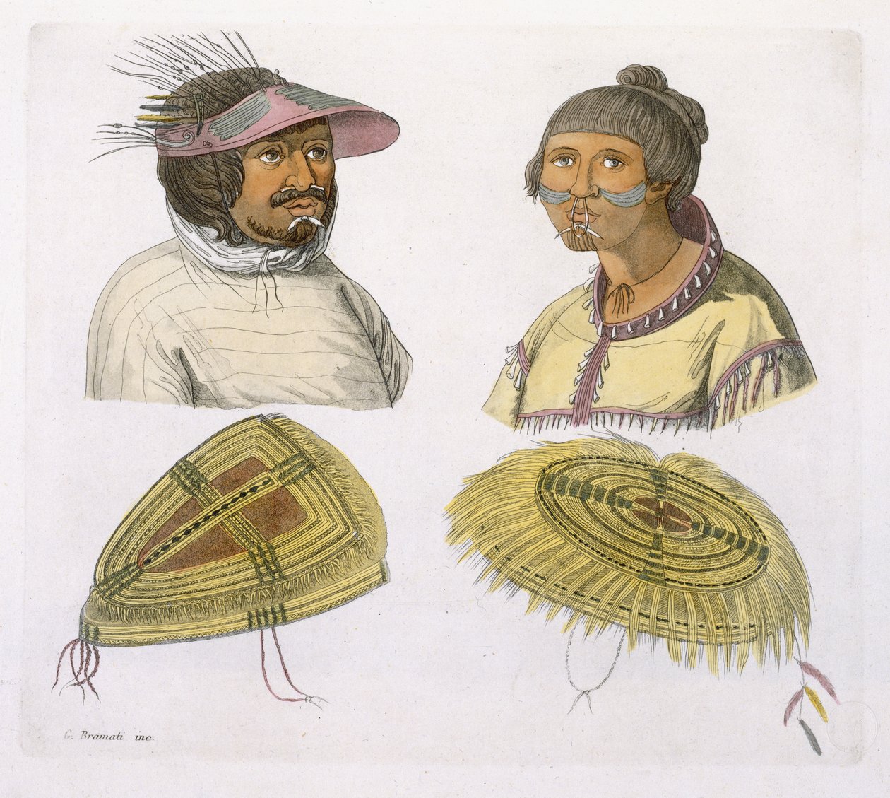 Eskimåer från Nordamerika (färggravyr) av G. Bramati