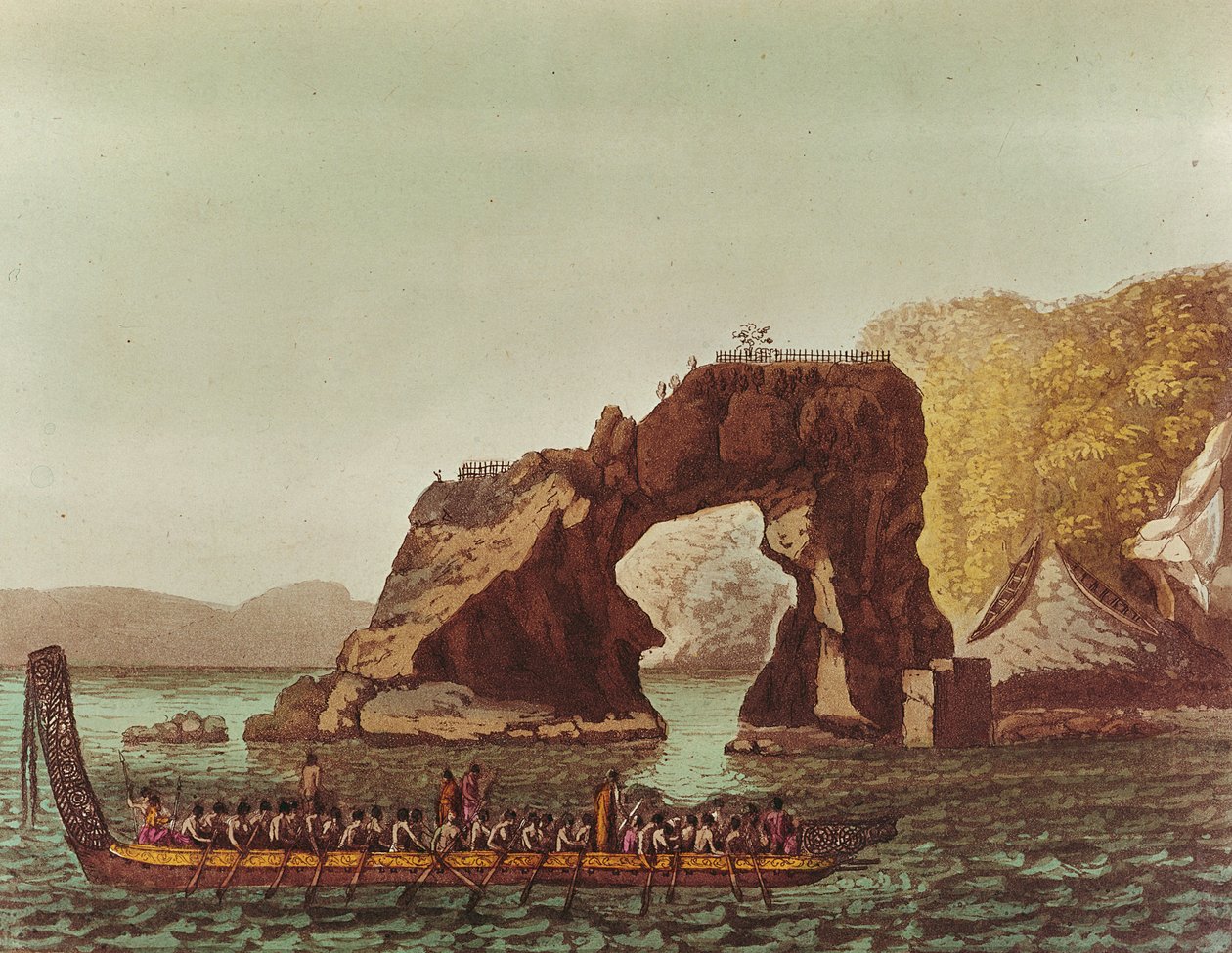 En infödd kanot (färggravyr) av G. Castellini