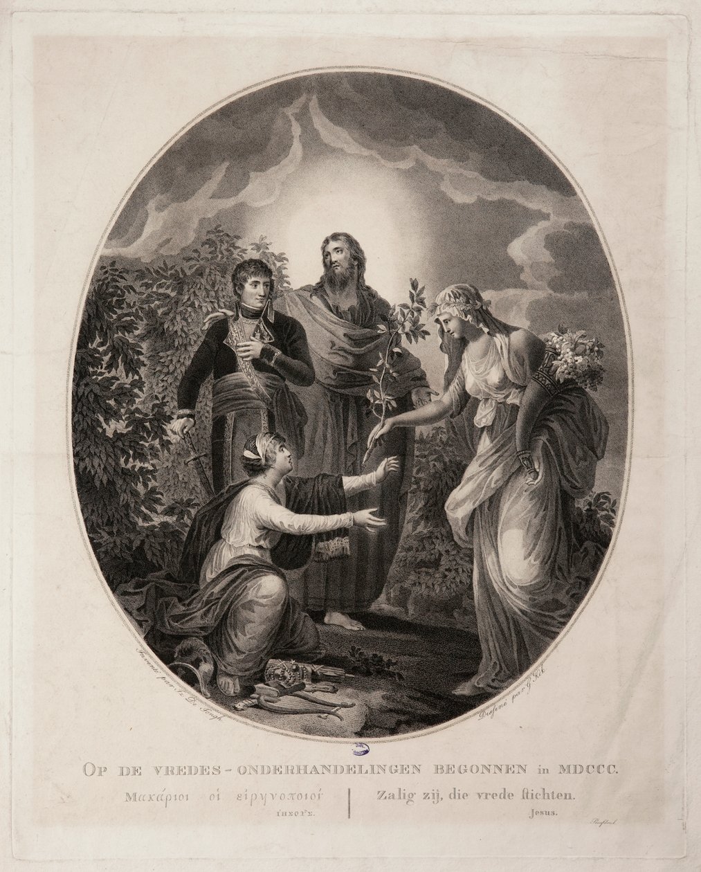 Allegori, Bonaparte som förde fred till Nederländerna år 1800. av G. Kok