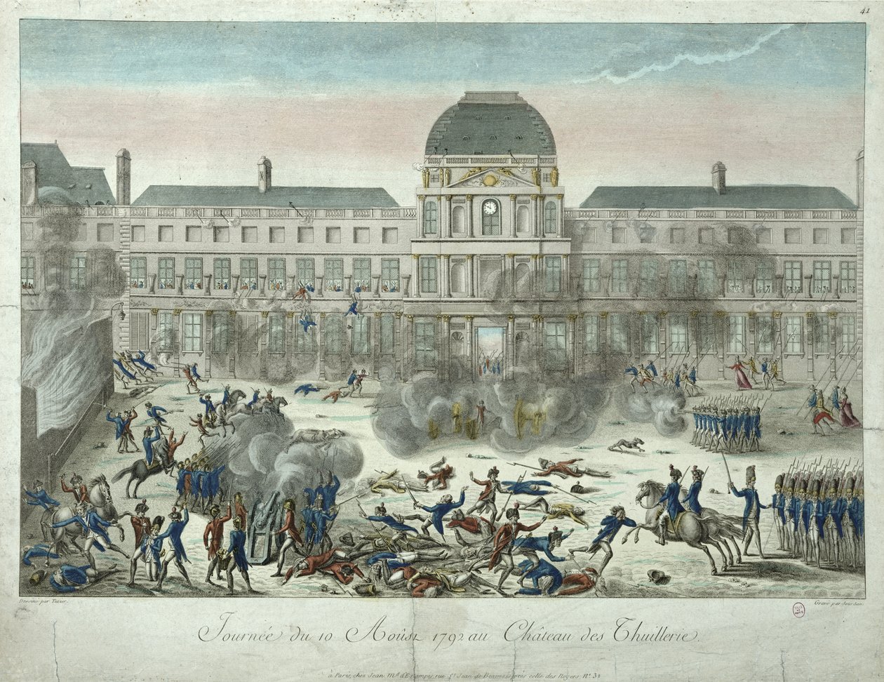 Chateau des Tuileries, 10 augusti 1792, graverad av Jourdan av G. Texier