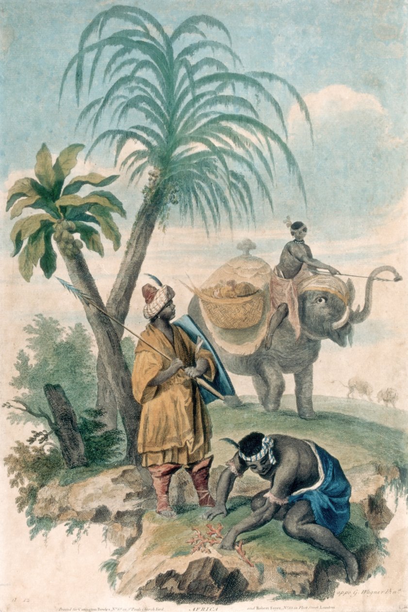 Afrika, publicerad omkring 1790 (etsning med gravyr) av G. Wagner