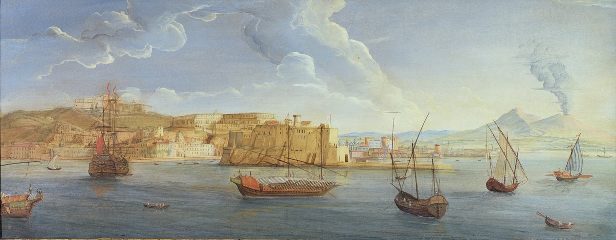 Vy över Neapel med Castel dell