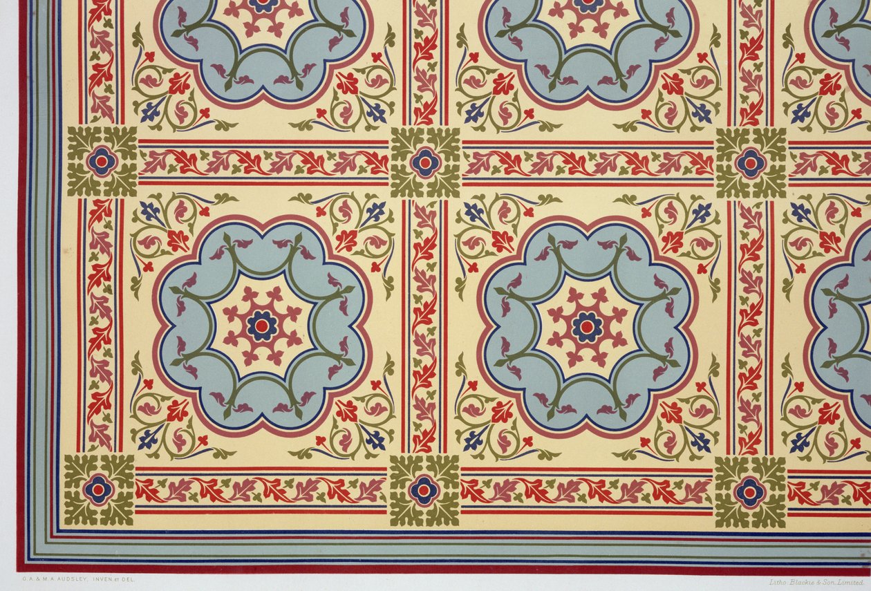 Ritningar i medeltida stil för takkupor, från "The Practical Decorator and Ornamentalist", av George Ashdown Audsley, 1892. av G.A. and M.A. Audsley