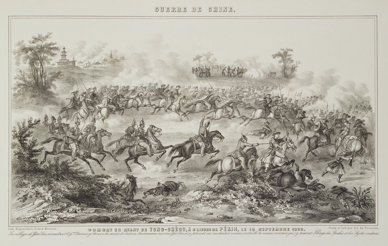 Slaget vid Chang-Kia-Onang, före Tong-Cheou, 18 september 1860, från Kriget i Kina, 1862 av G.C. de Fortavion