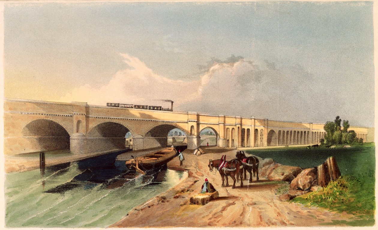 Utsikt över Greenwich Railway Viaduct vid Deptford, 1836 av G.F. Bragg