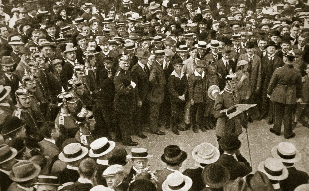 Kaisers krigsproklamation läses upp, Berlin, Tyskland, 4 augusti 1914 av GPA