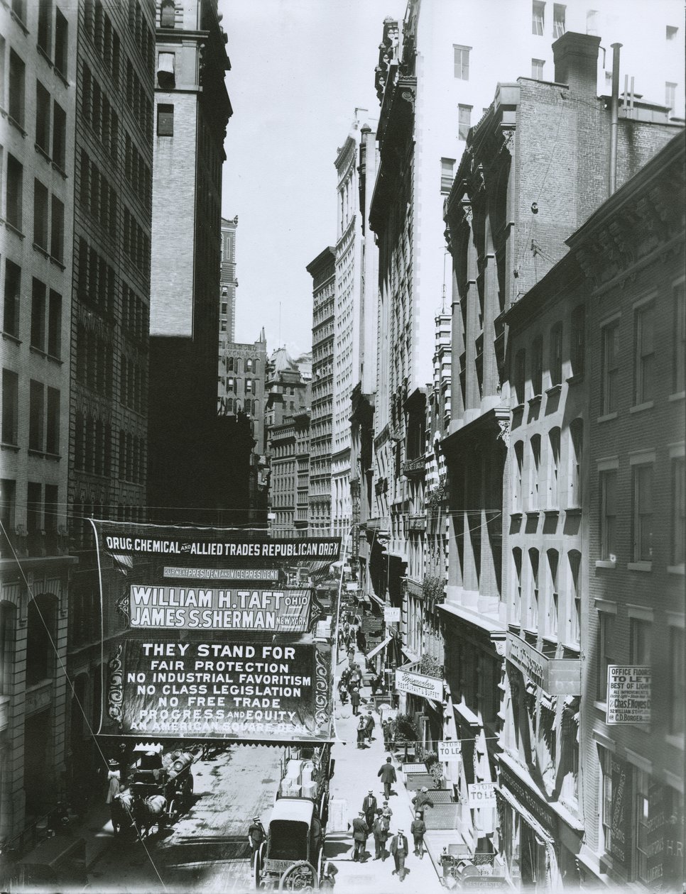 Taft och Sherman Banner på Maiden Lane, New York City, 1908 av G.P. Hall und Sohn