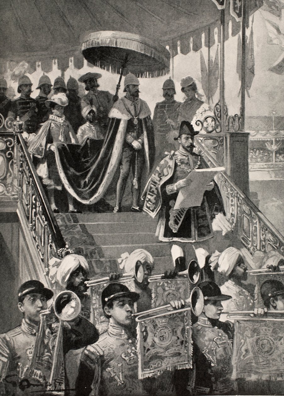 Den första proklamationen av den brittiska kronans indiska kejserliga titel i Delhi, nyårsdagen, 1877, från 