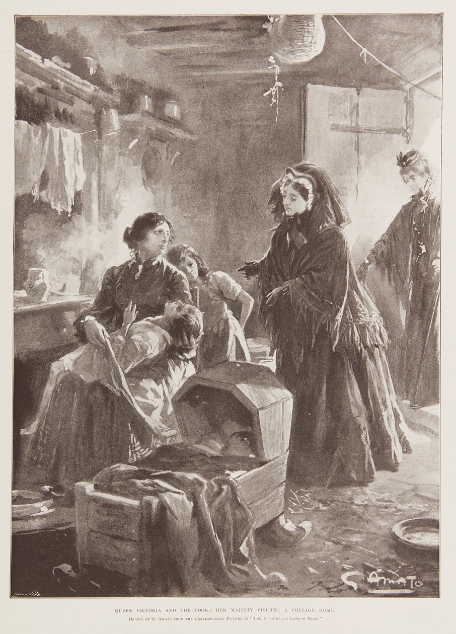 "Drottning Victoria och de fattiga av G.S. (after) Amato