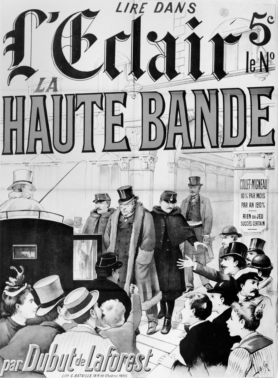 Affisch med reklam för romanen "La Haute Bande" som handlar om Panamaaffären, ca. 1892-95 av G. Bataille