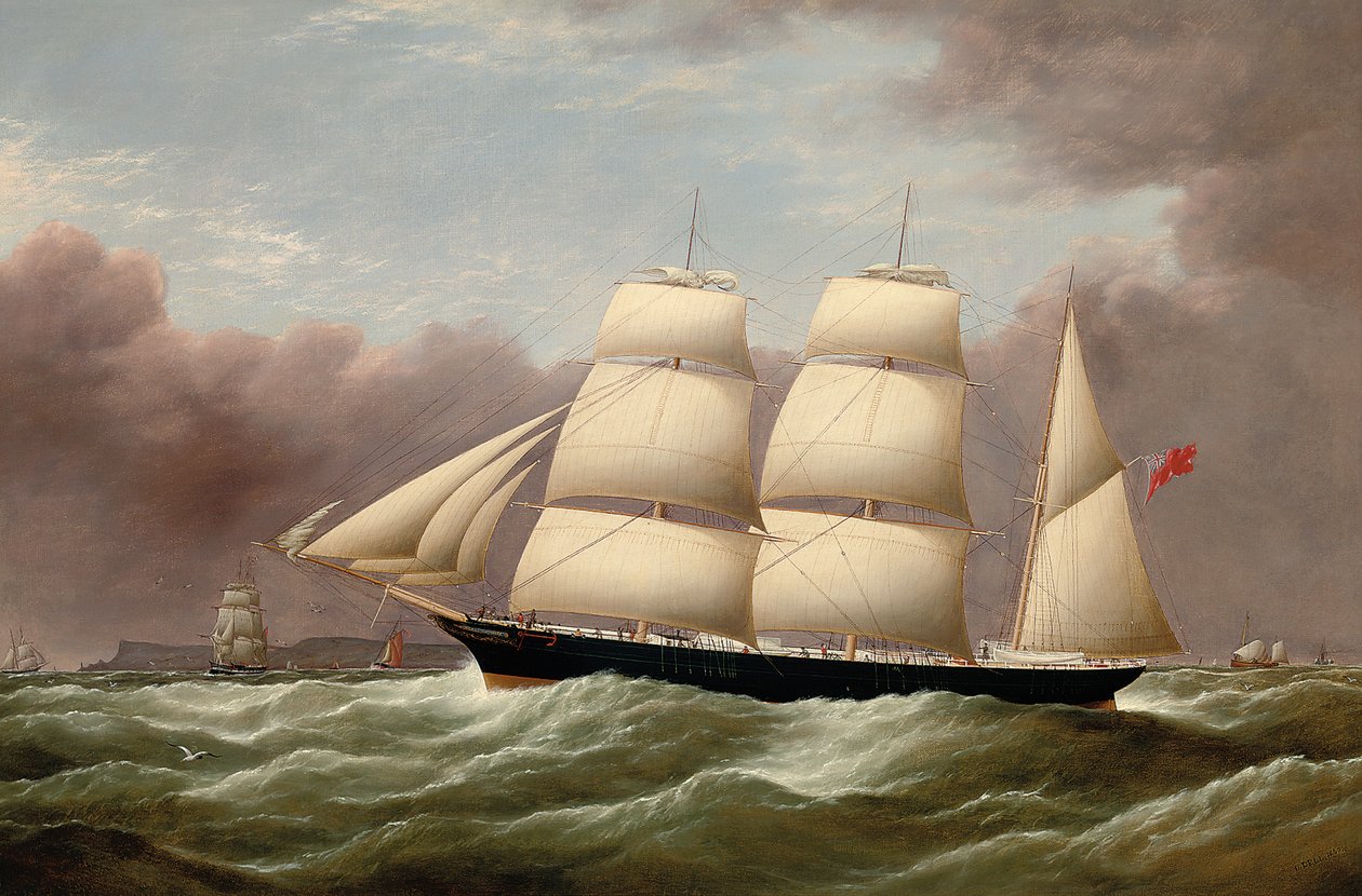 Barken Alfred Hawley utanför Skerries på väg in i Liverpool, 1860 av G. Dell