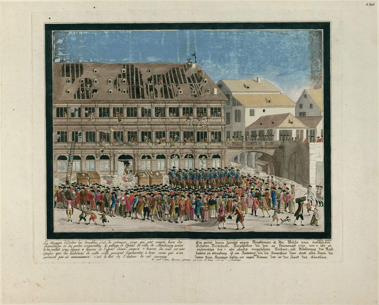 Dagen den 21 juli 1789. Stormningen av Strasbourgs stadshus den 21 juli 1789, ca. 1790. av G. Devere