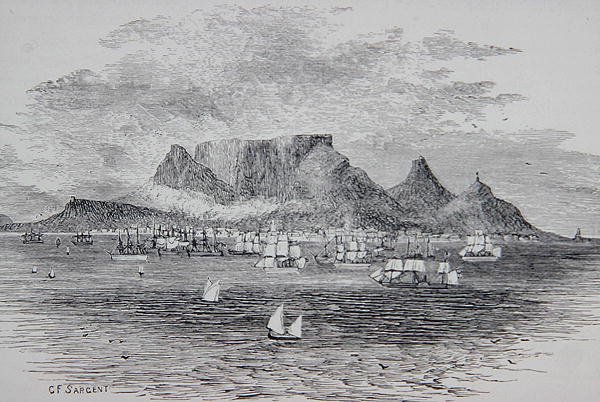 Kapstaden sett från Table Bay, Sydafrika, från 