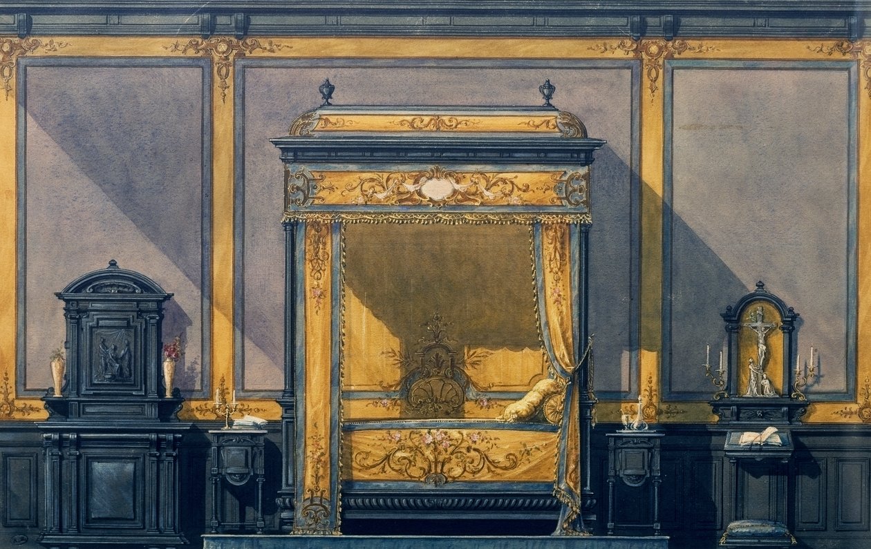 Sovrumsdesign i renässansstil av G. Felix Lenoir
