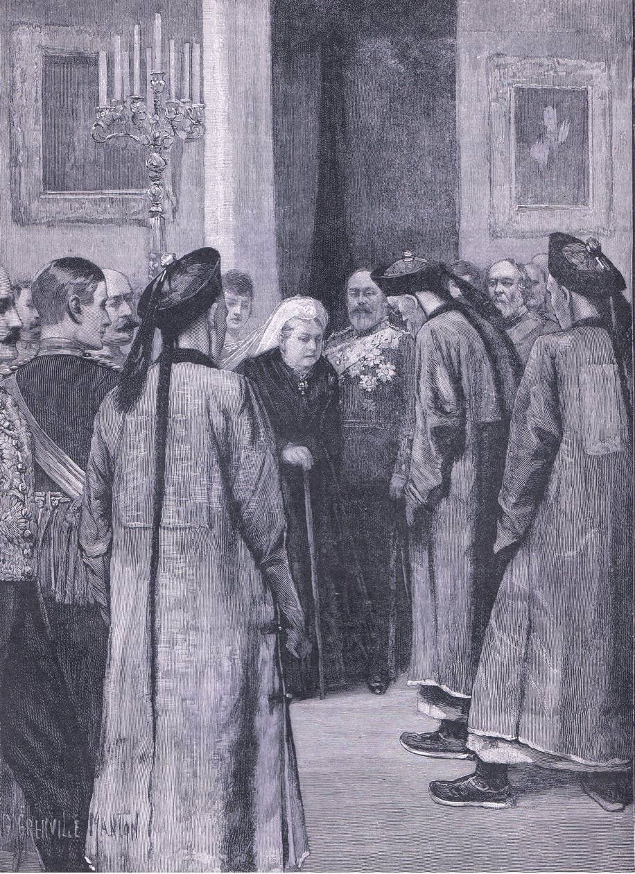 Besök av Li Hung-Chang hos drottningen i Osborne, illustration från Cassells History of England, 1900-talet av G. Grenville Manton