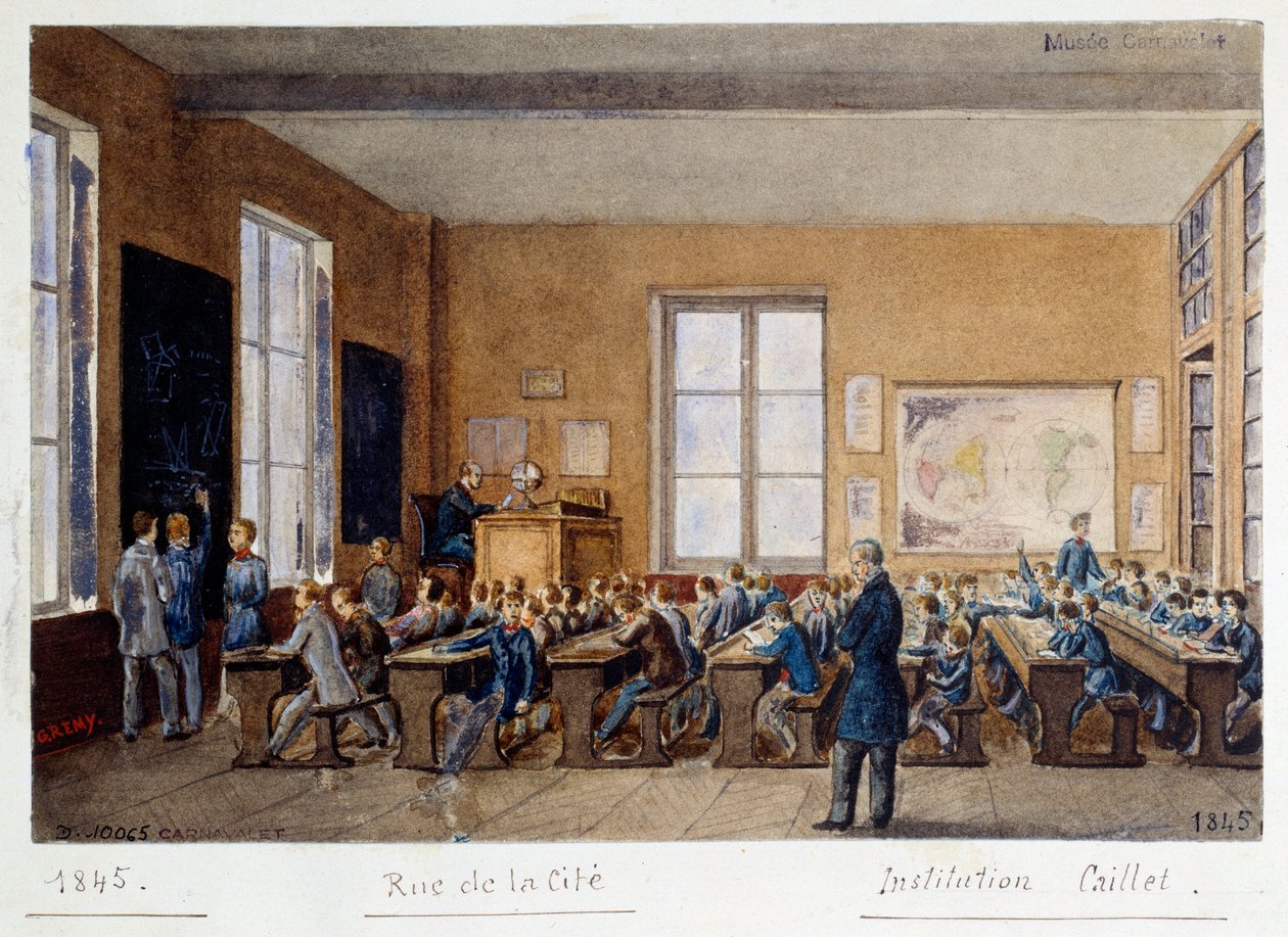 Ett klassrum av institutionen Caillet, rue de la Cite, Paris, 1845. Akvarell av G. Remy av G. Remy