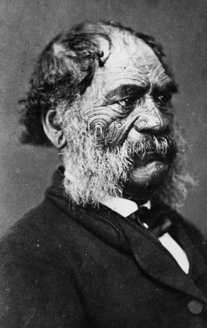 Hori Kingi Te Anaua, ledare för Ngati Ruaka-stammen, ca 1860 av G. W. Bishop