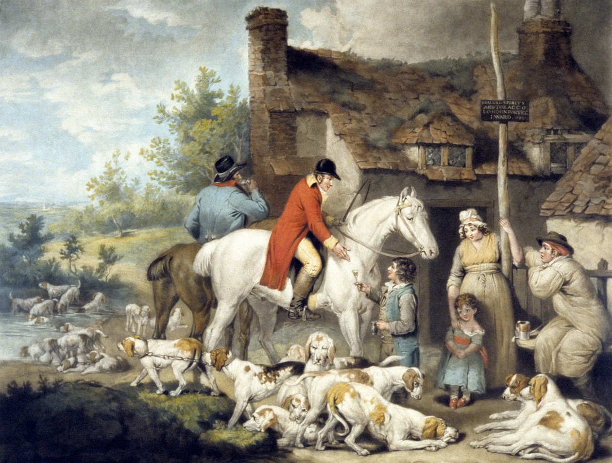Utanför en Country Alehouse, graverad av William Ward av G. and Ward J. Morland