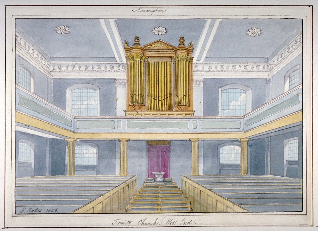 Interiör av Holy Trinity Church, Newington, Southwark, London, 1826 av G Yates