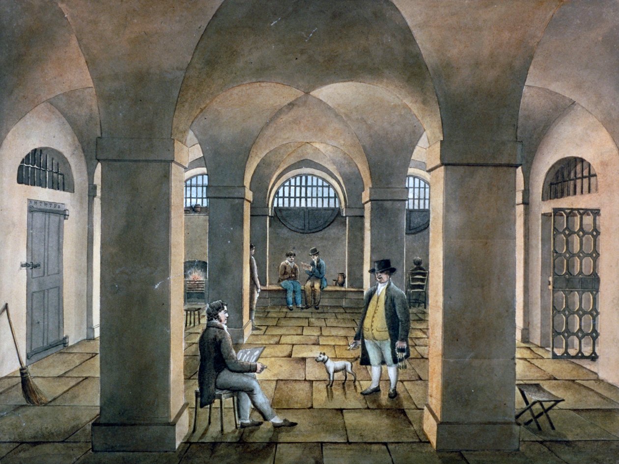 Interiörvy i Horsemonger Lane Prison, Union Road, Southwark, London, c1826 av G Yates