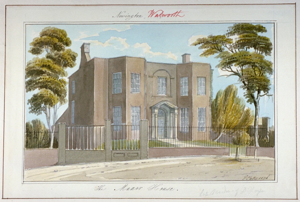 The Manor House, Newington, Southwark, London, 1826 av G Yates