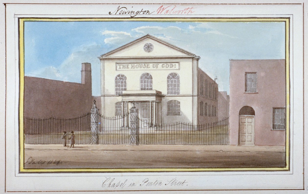 Utsikt över kapellet i Penton Street, Southwark, London, 1825 av G Yates