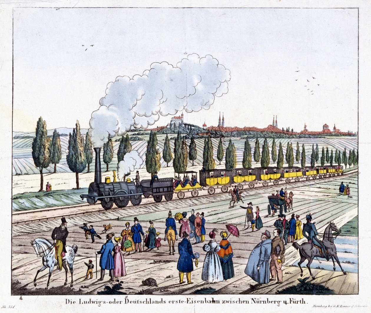 Invigning av järnvägen Nürnberg-Furth, 7 december 1835 av G. after Renner