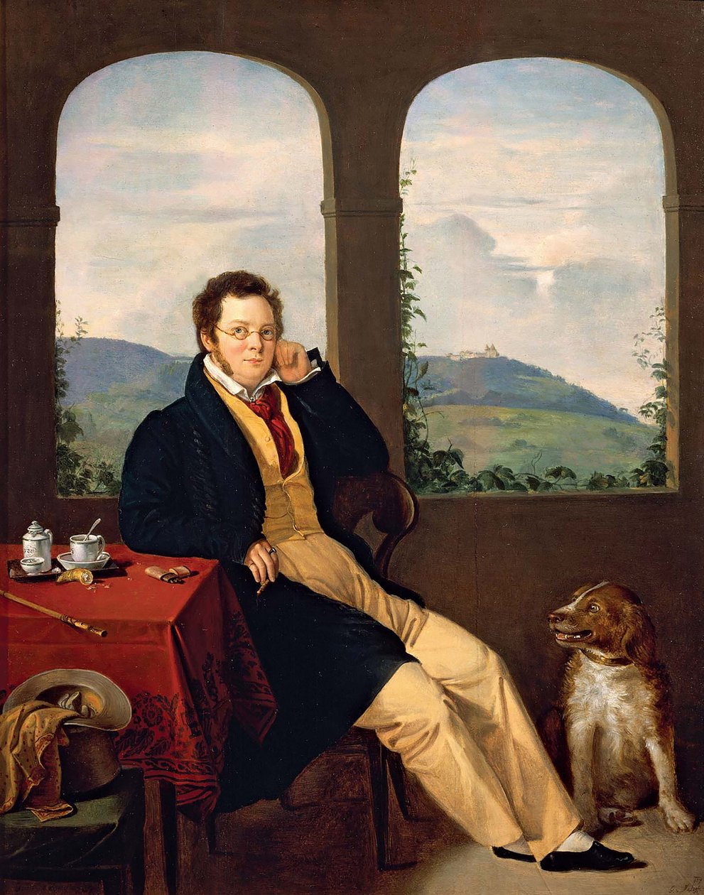 Porträtt av Franz Schubert 1797-1828, 1827. av Gabor Melegh