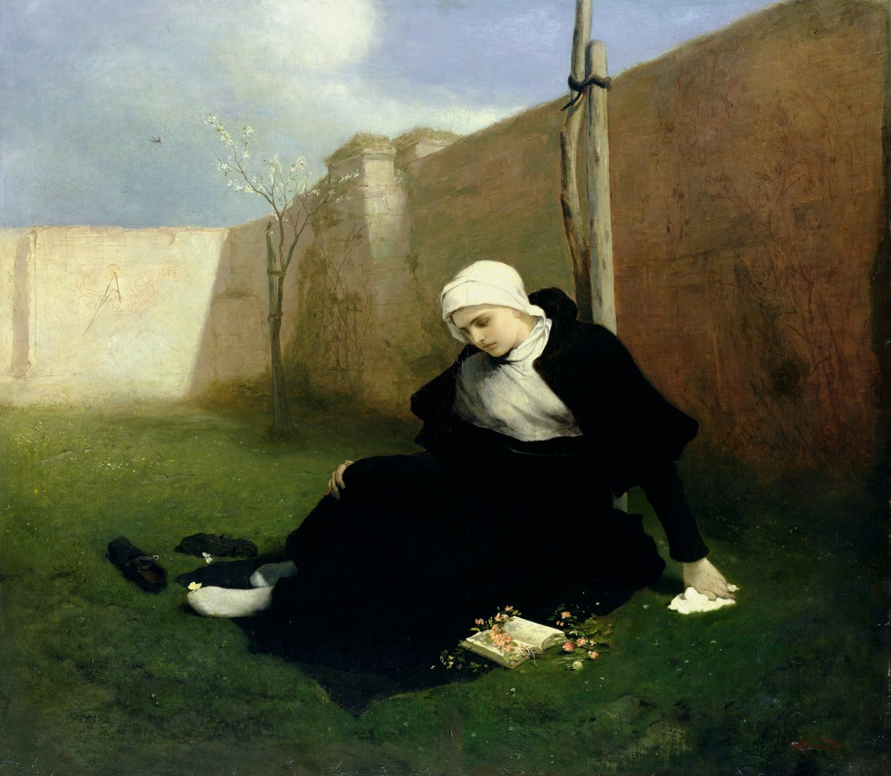 Nunnan i klosterträdgården, 1869 av Gabriel Max