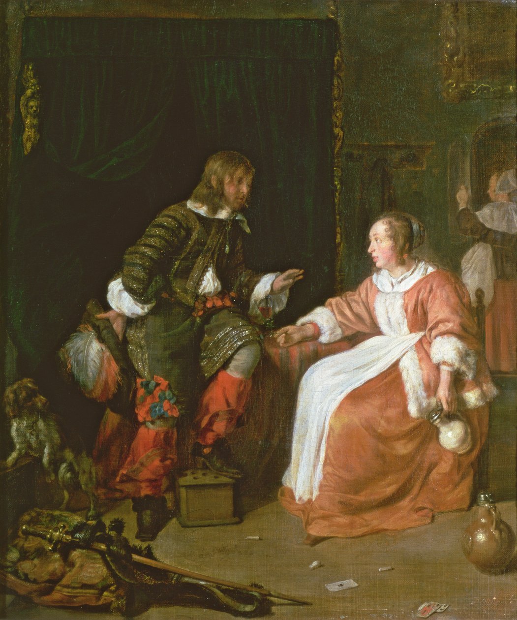 En piga och en officer, ca 1660-70 av Gabriel Metsu