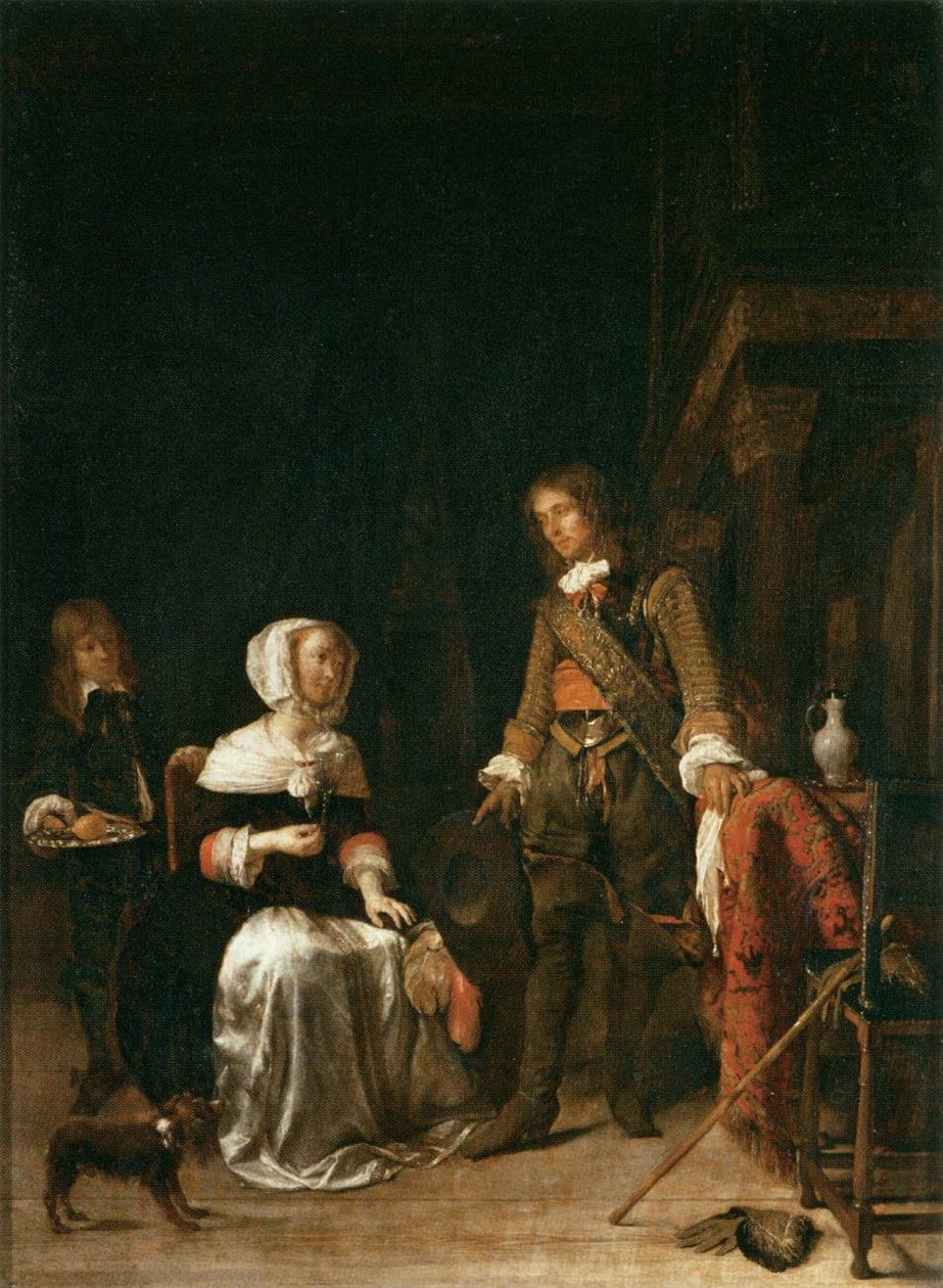 Soldier Paying a Visit to a Young Lady av Gabriel Metsu
