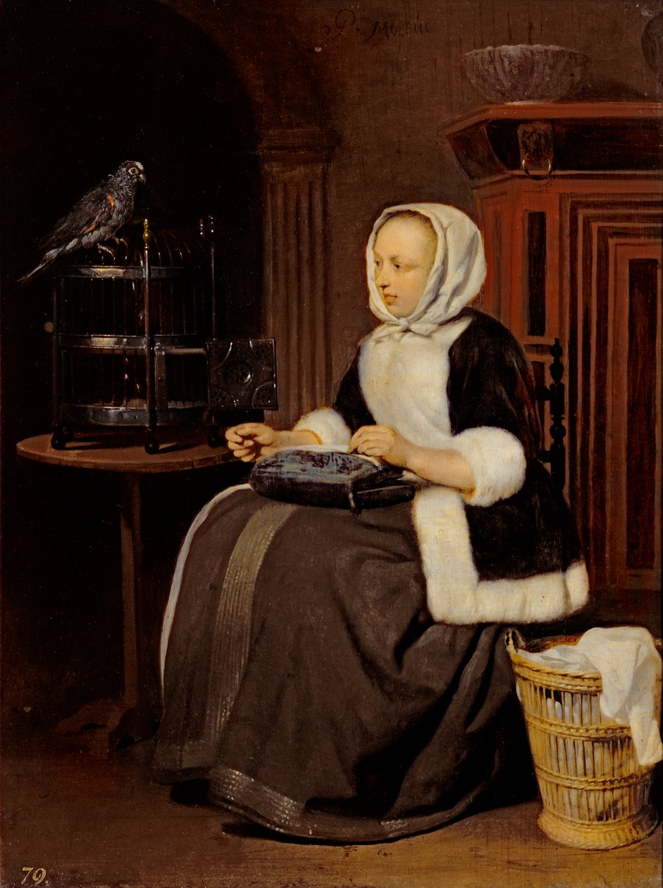 Ung flicka på jobbet av Gabriel Metsu