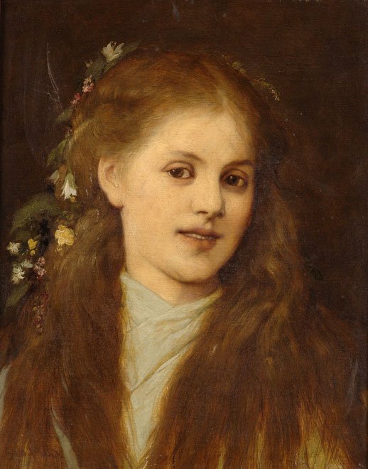  Madchen mit blumengeschmucktem Haar av Gabriel von Max