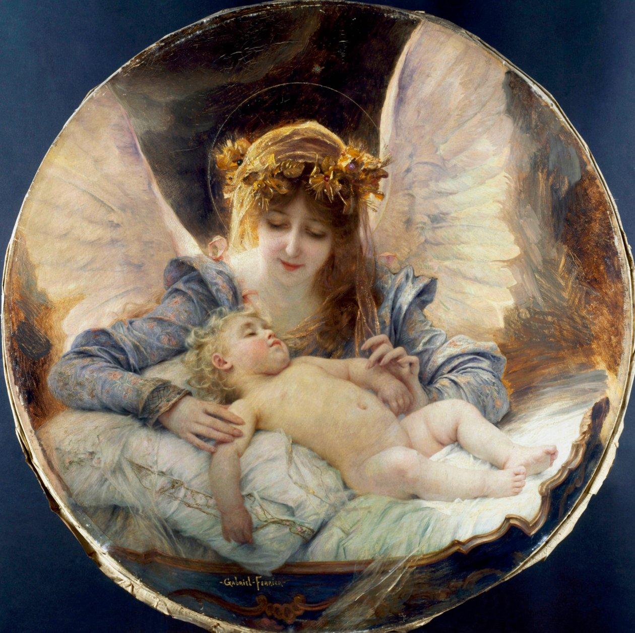 "Skyddsängeln" Målning av Gabriel Joseph Marie Ferrier (1847-1914) Privat samling av Gabriel-Joseph-Marie-Augustin Ferrier
