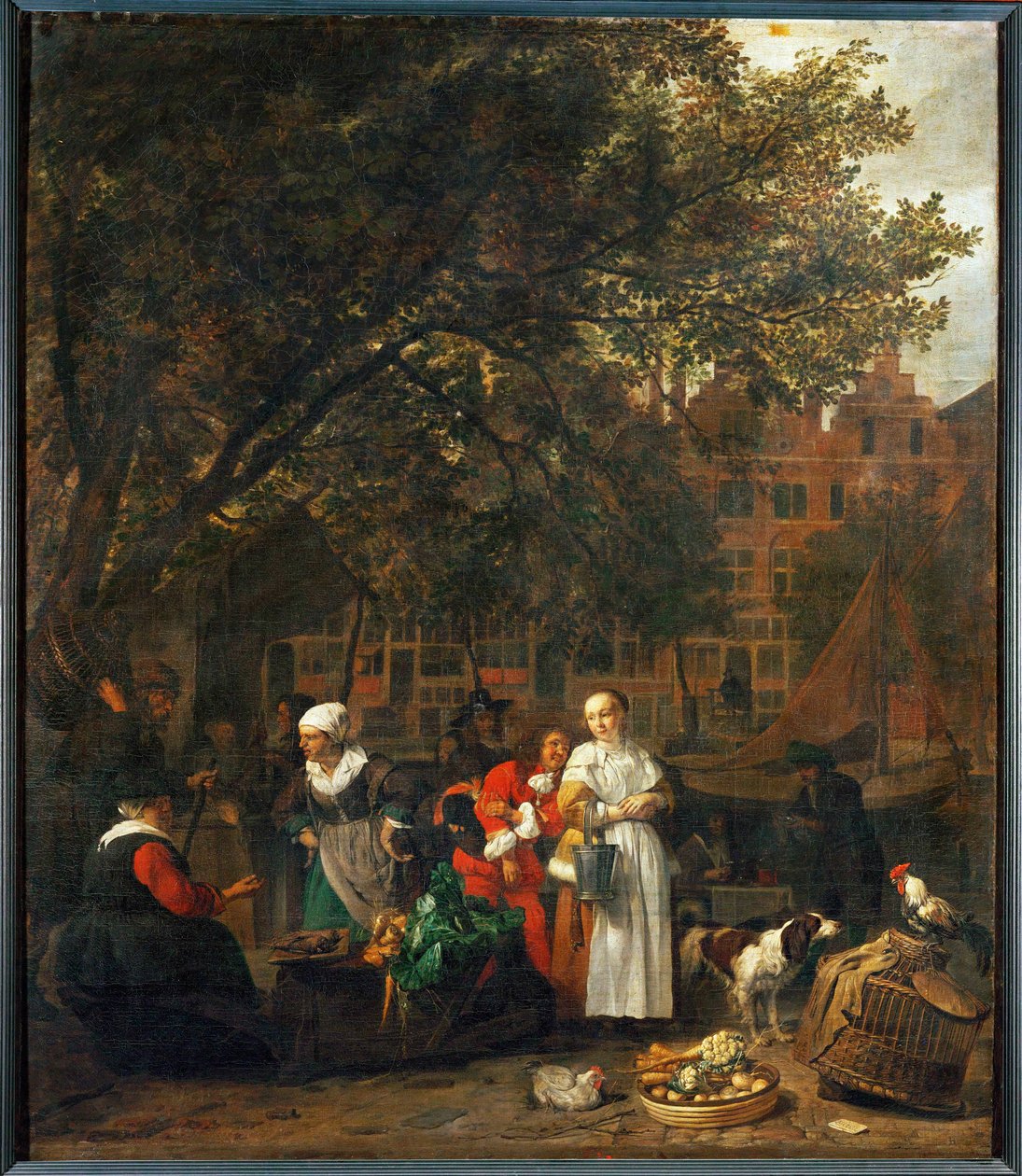 Grönsaksmarknad i Amsterdam, Nederländerna ... av Gabriel (attr. to) Metsu